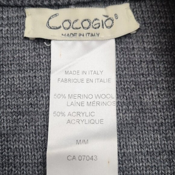Cocogio Made in Italy Grey Ladies Size Medium Merino Wool Blend Cardigan - Picture 3 of 9